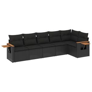 vidaXL Patio Sofa Set 6-Seaters Black