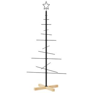 vidaXL Metal Christmas Tree with Wooden Base Black 120 cm
