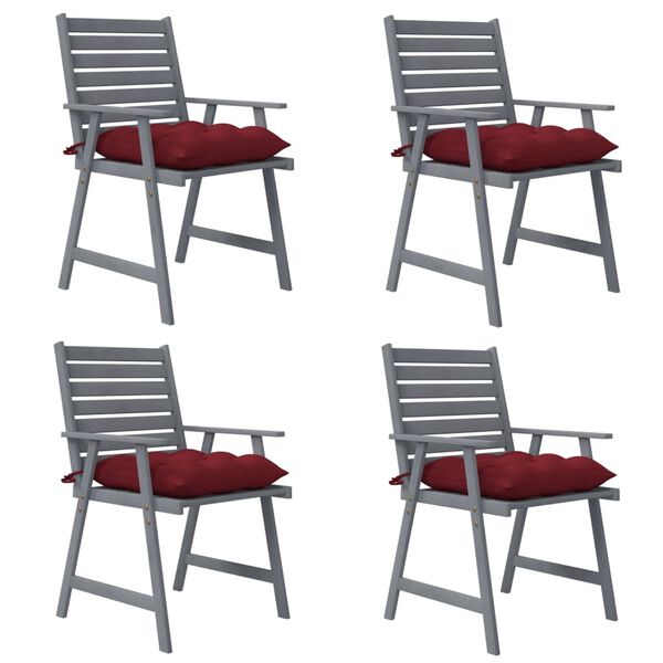 vidaXL Outdoor Dining Chairs with Cushions 4 pcs Solid Wood Acacia