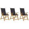 vidaXL Folding Garden Chairs 3 pcs with Cushions Solid Acacia Wood
