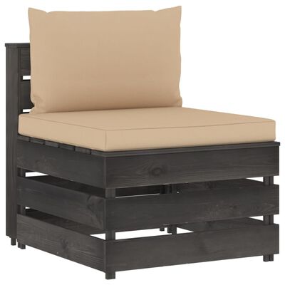 vidaXL 6 Piece Garden Lounge Set with Cushions Grey Impregnated Wood