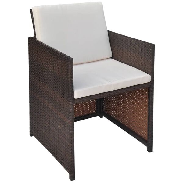 vidaXL Garden Chairs 2 pcs with Cushions and Pillows Poly Rattan Brown
