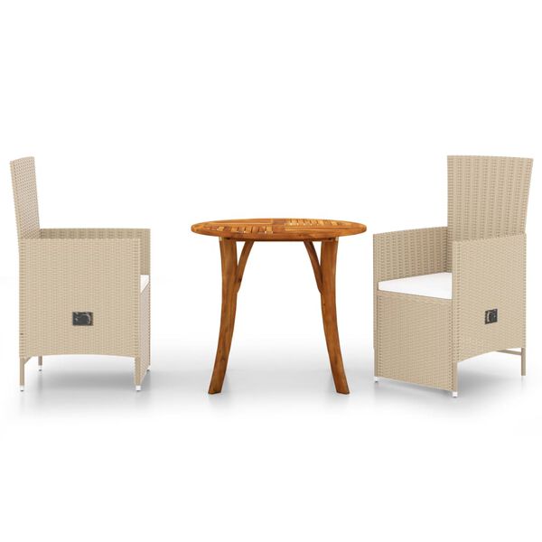 vidaXL 3 Piece Garden Dining Set Beige