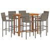 vidaXL 7 Piece Garden Bar Set Grey Solid Wood Acacia and Poly Rattan