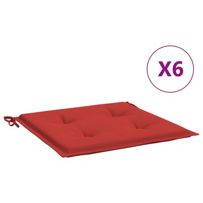 vidaXL Garden Chair Cushions 6 pcs Red 50x50x3 cm Oxford Fabric
