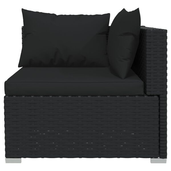 vidaXL 12 Piece Garden Lounge Set with Cushions Black Poly Rattan