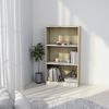 vidaXL 3-Tier Book Cabinet White&Sonoma Oak 60x24x109 cm Engineered Wood