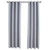 vidaXL Blackout Curtains with Metal Rings 2 pcs Grey 140x225 cm