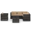 vidaXL 8 Piece Garden Lounge Set with Cushions Grey Impregnated Wood