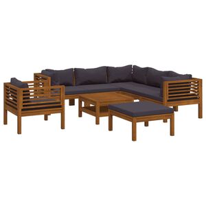 vidaXL Wooden Lounge Set | Dark grey | Solid Acacia wood, Polyester | Large