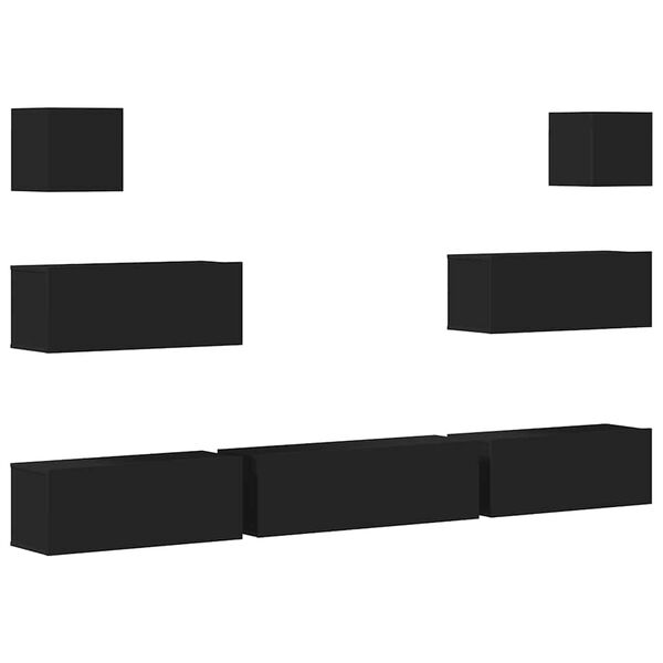 vidaXL 7 Piece TV Cabinet Set Black Engineered Wood