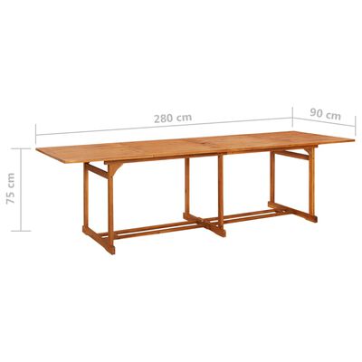 vidaXL Garden Dining Table 280x90x75 cm Solid Acacia Wood