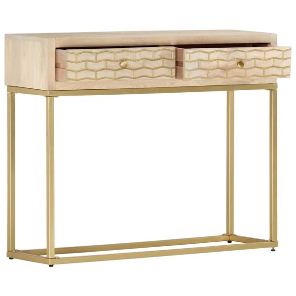 vidaXL Console Table Gold 90x30x75 cm Solid Mango Wood