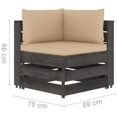 vidaXL 5 Piece Garden Lounge Set with Cushions Grey Impregnated Wood