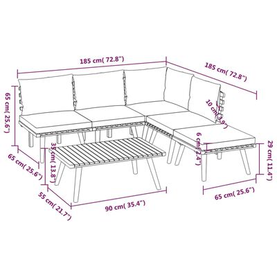 vidaXL 6 Piece Garden Lounge Set with Cushions Solid Wood Acacia