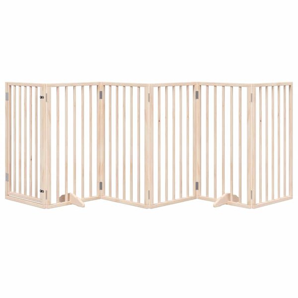 vidaXL Dog Gate with Door Foldable 6 Panels 300 cm Poplar Wood