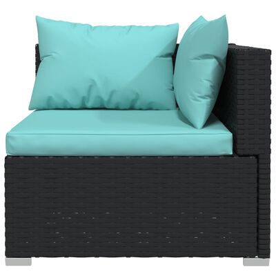 vidaXL 13 Piece Garden Lounge Set with Cushions Black Poly Rattan