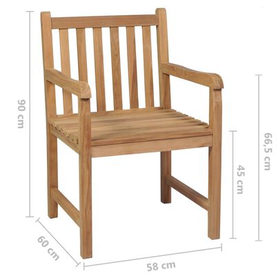 vidaXL Garden Chairs 8 pcs with Royal Blue Cushions Solid Teak Wood