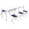 Foldable Camping Table Set with 6 Stools Height Adjustable 180 x 60 cm