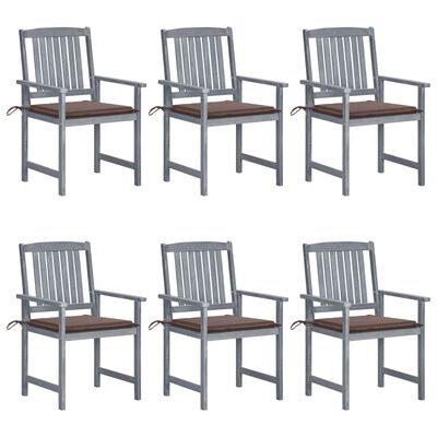 vidaXL Garden Chairs with Cushions 6 pcs Solid Acacia Wood Grey