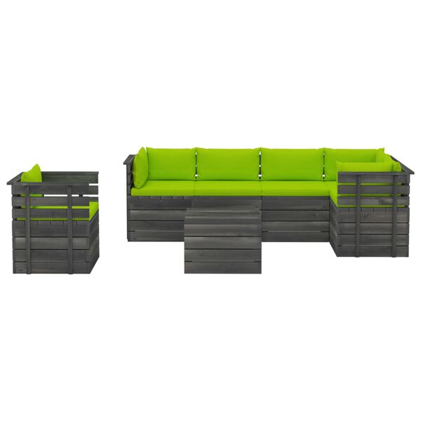 vidaXL 7 Piece Garden Pallet Lounge Set with Cushions Solid Pinewood