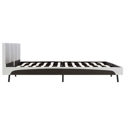 vidaXL Bed with Mattress Grey and White Faux Leather 180x200 cm Super King