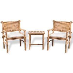 vidaXL 3 Piece Bistro Set with Cushions Bamboo