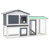 vidaXL Outdoor Large Rabbit Hutch Grey and White 145x45x84 cm Wood