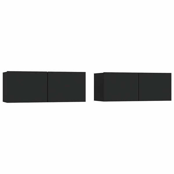 vidaXL TV Cabinets 2 pcs Black 80x30x30 cm Engineered Wood