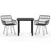 vidaXL 3 Piece Garden Dining Set Black Poly Rattan