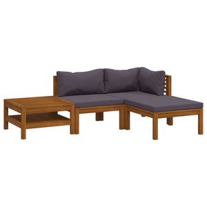 vidaXL Wooden Lounge Set | Dark grey, Natural wood