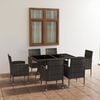 vidaXL 7 Piece Garden Dining Set Poly Rattan Anthracite & Grey