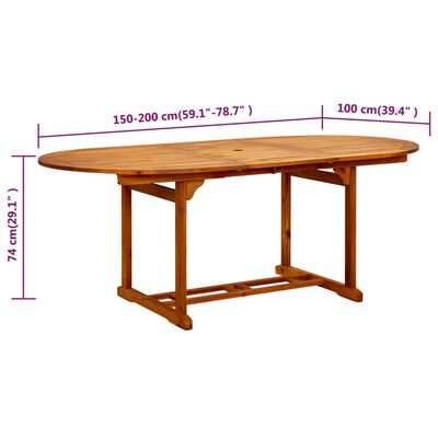 vidaXL Garden Table 200x100x75 cm Solid Acacia Wood