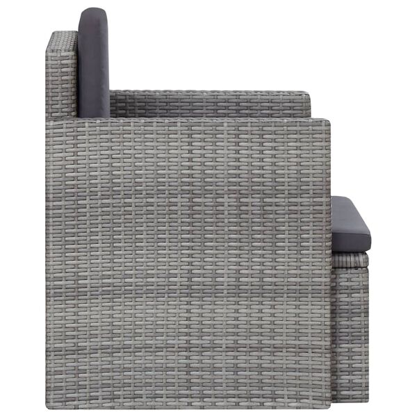 vidaXL Garden Chair with Cushions Poly Rattan Grey