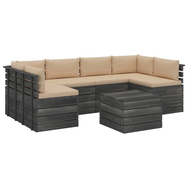 vidaXL 7 Piece Garden Pallet Lounge Set with Cushions Solid Pinewood