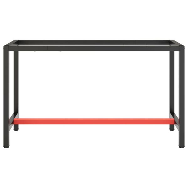 vidaXL Work Bench Frame Matte Black and Matte Red 140x50x79 cm Metal