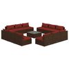 vidaXL 13 Piece Garden Lounge Set with Cushions Poly Rattan Brown