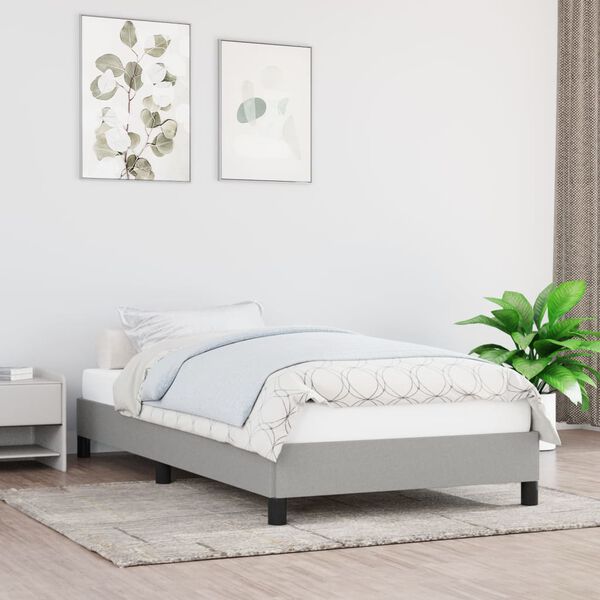 vidaXL Bed Frame without Mattress Light Grey 92x187 cm Single Fabric