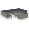 vidaXL 12 Piece Garden Lounge Set with Cushions Poly Rattan Grey