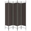 vidaXL 5-Panel Room Divider Brown 200x200 cm Fabric