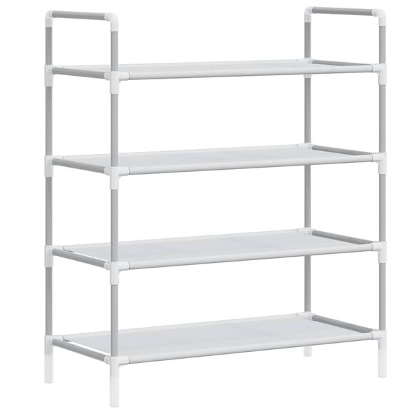 vidaXL Shoe Rack with 4 Shelves Metal and Non-woven Fabric Silver