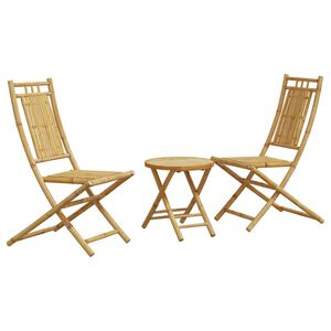 vidaXL Bistro Set | Natural Bamboo | Bamboo | 3 piece set | Foldable