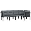 vidaXL 5 Piece Garden Lounge Set Black and Grey Poly Rattan