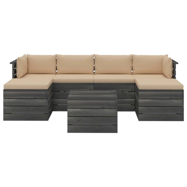 vidaXL 7 Piece Garden Pallet Lounge Set with Cushions Solid Pinewood