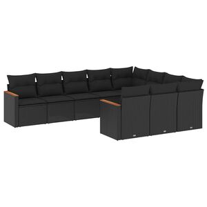 vidaXL Garden Sofa Set | Black | PE rattan, powder-coated steel | Large