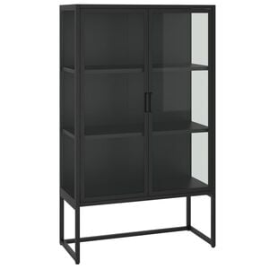 vidaXL Highboard | Black | Steel, Tempered Glass | 80x35x135 cm