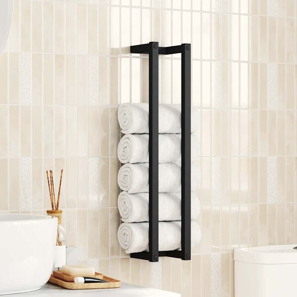 vidaXL Towel Rack Black 12.5x12.5x60 cm Iron