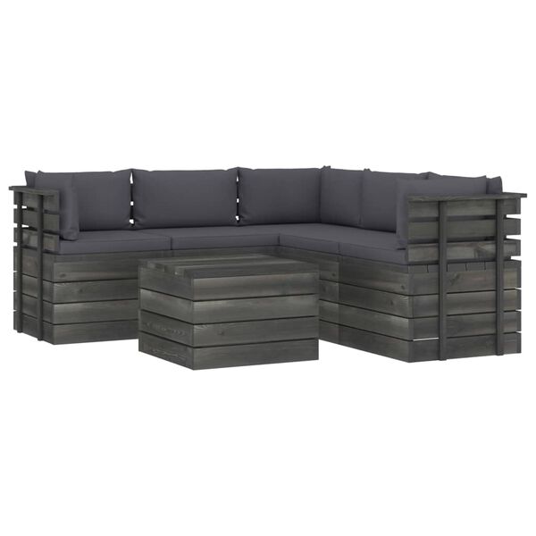 vidaXL 6 Piece Garden Pallet Lounge Set with Cushions Solid Pinewood