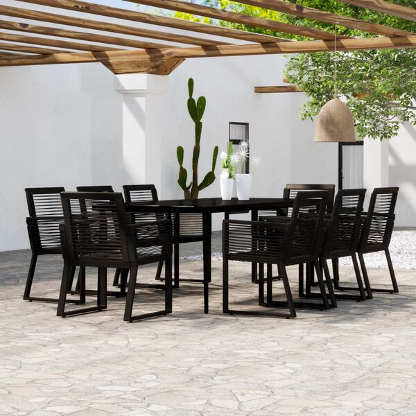 vidaXL 9 Piece Garden Dining Set Black