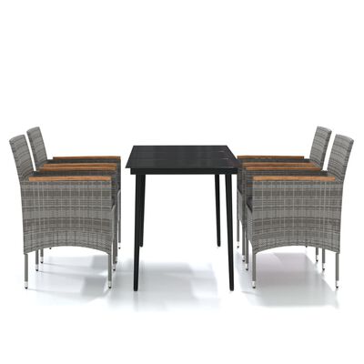 vidaXL 5 Piece Outdoor Dining Set with Cushions Grey and Black